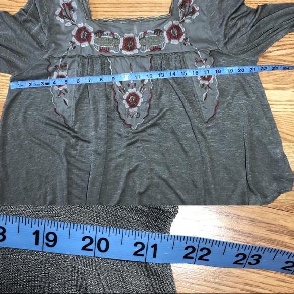 Free People Square Neck Floral Embroidered Boho Blouse - Picture 10 of 10